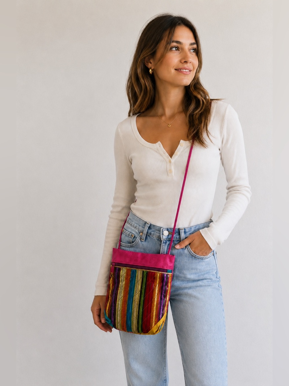 Vintage Sharif Multi Color Leather Shoulder Bag